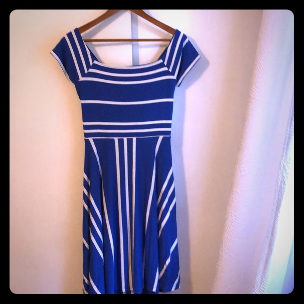 LOFT Blue & White Striped Dress